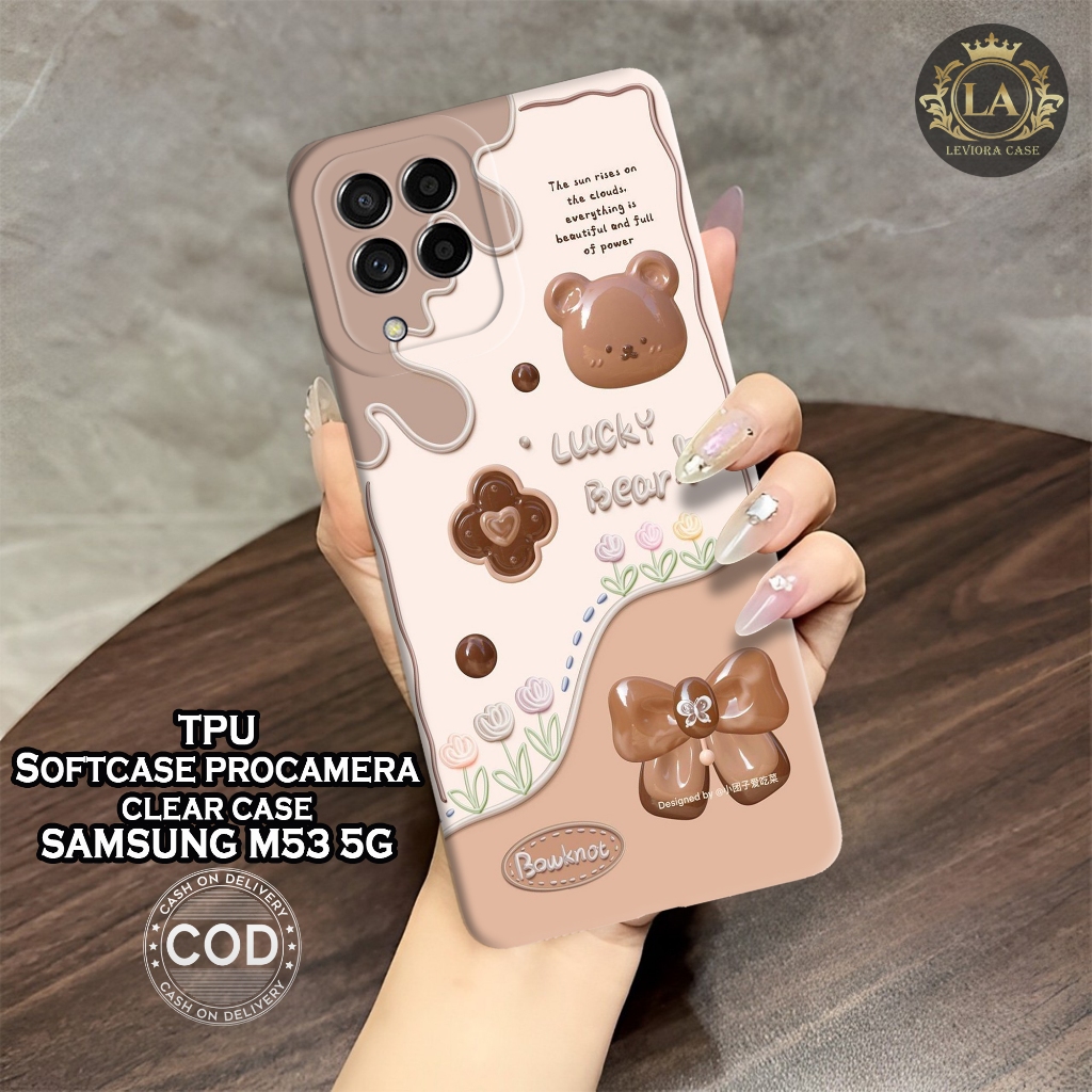 HP เคส Samsung Galaxy M53 5G ใหม่ล่าสุด - เคส Leviora - เคสแฟชั่น Bear - Samsung Galaxy M53 5G Softc