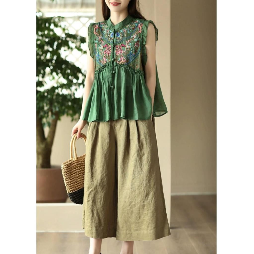 TM 0221 CNY Daffodils เสื้อคอปกปักลายนําเข้า