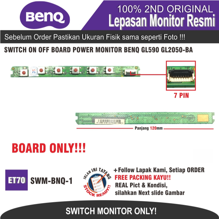 ET70 SWM-BNQ-1 SWITCH ON OFF BOARD POWER MONITOR BENQ GL590 GL2050-BA GL2055A GL-2450-B 4H.1KV03.A10