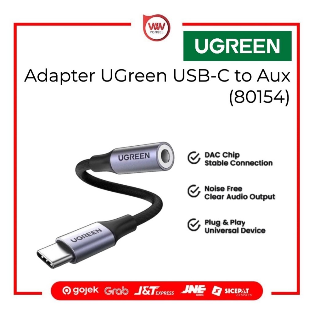 UGREEN อะแดปเตอร์เสียง 80154 UGreen USB-C to Aux 3.5mm (DAC)