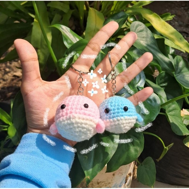 GANTUNGAN BABY WHALE KEYCHAIN AMIGURUMI || พวงกุญแจปลาวาฬ