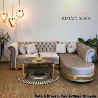 KIMMYSOFA L Santai Chesterfield Classic Nolan Kancing 250cm