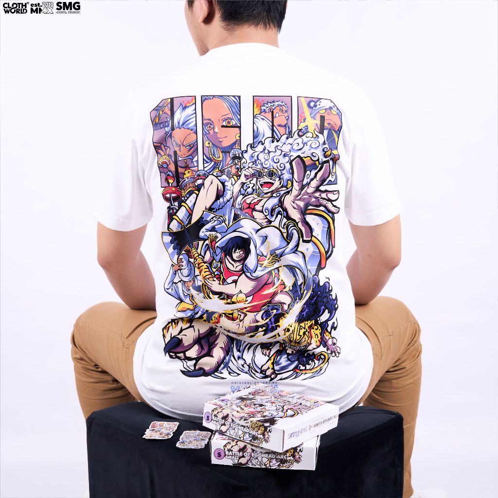 Clowor Battle of Egghead Arc Monkey D Luffy CP0 Seraphim Sentomaru One Piece อะนิเมะเสื้อยืด