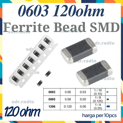 10 ชิ้น Ferrite ลูกปัด smd 0603 120ohm Ferrite ลูกปัด smd 0603 120ohm