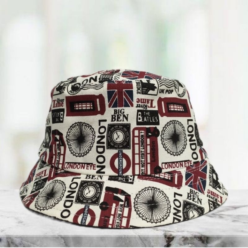 London Bucket Hat City England Big Ben UK England Bucket Hat Buckethat Adult Canvas SPT Motif