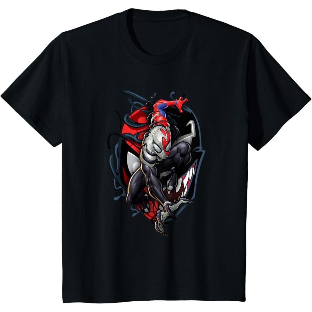 Kids Marvel Spider-Man Classic Venom Spider-Man Split Mask Icon เสื้อยืด