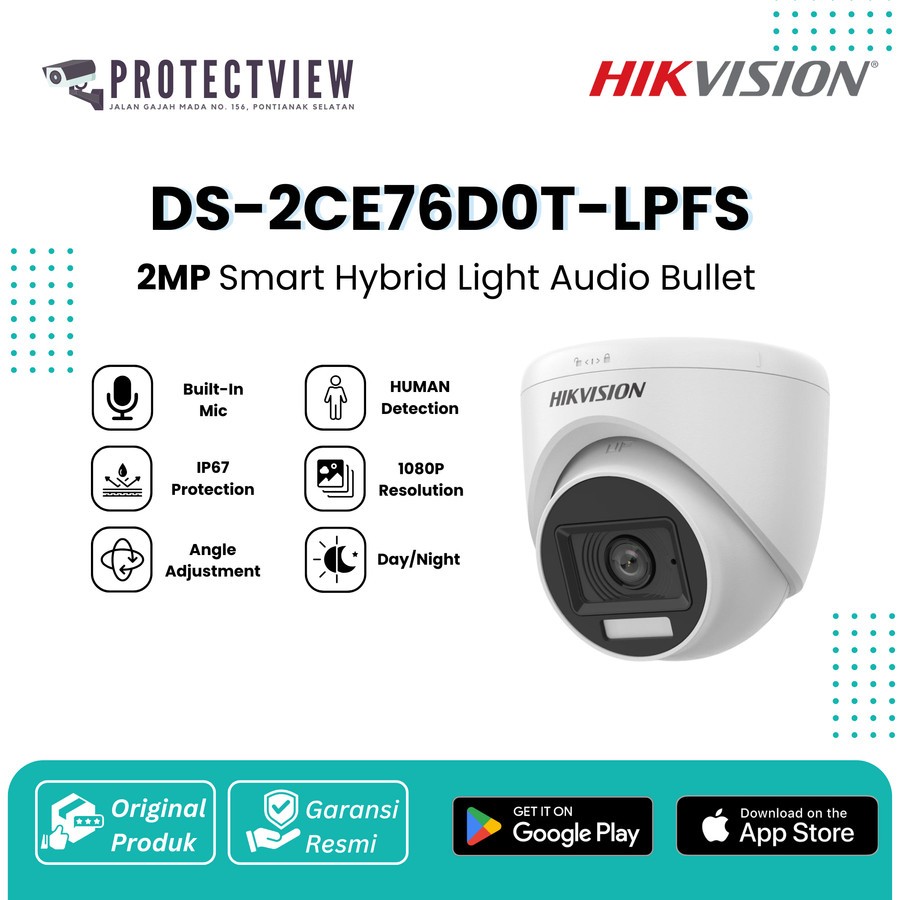 Hikvision DS-2CE76D0T-LPFS 2MP TURBO HD TURRET กล้องในร่ม BULIT-IN-MIC