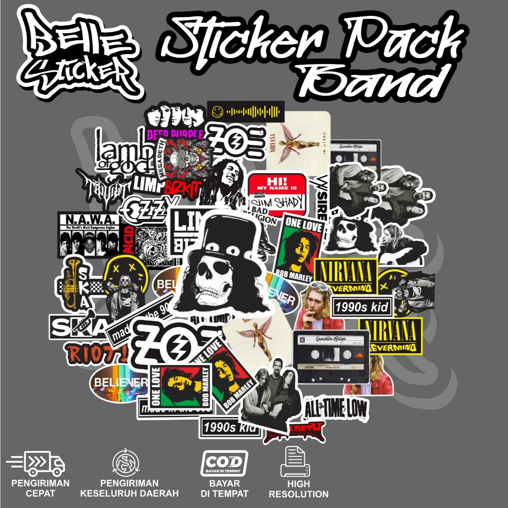 Hp Aesthetic Sticker PACK BAND ROCK METAL BAND Sticker กันน้ําแล็ปท็อปตกแต่งสติกเกอร์ Tumbler โทรศัพ