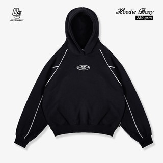 OOTDSUPPLY Hoodie Boxyfit List Neocore Embroidery | Hoodie Boxy fit | HDBXE