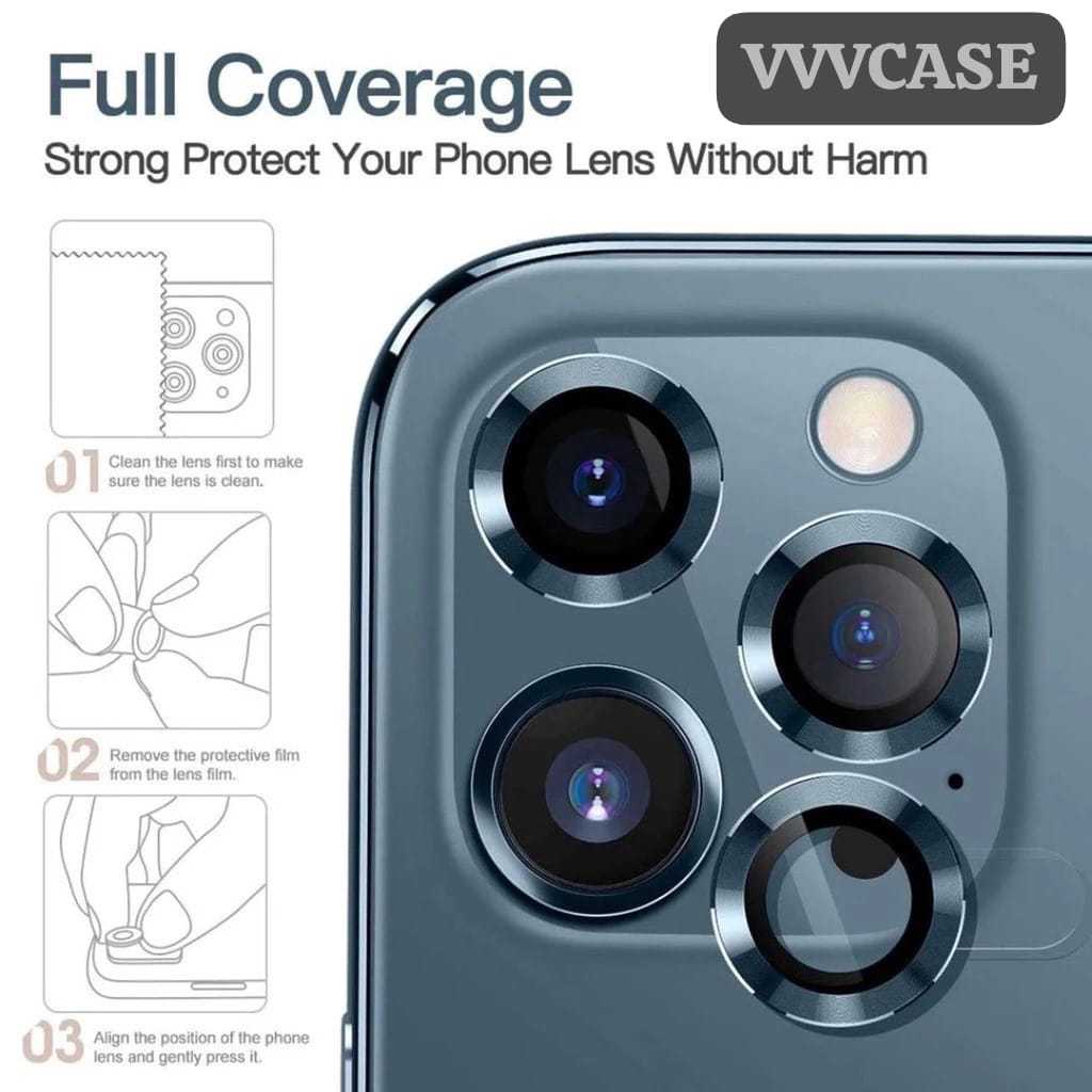 0343 VV CASE แหวนเลนส์ป้องกันกล้องหนึ่งชุด 3 ชิ้น 2 ชิ้น iPhone 11 11pro 12 12pro 13 13pro pro max 1