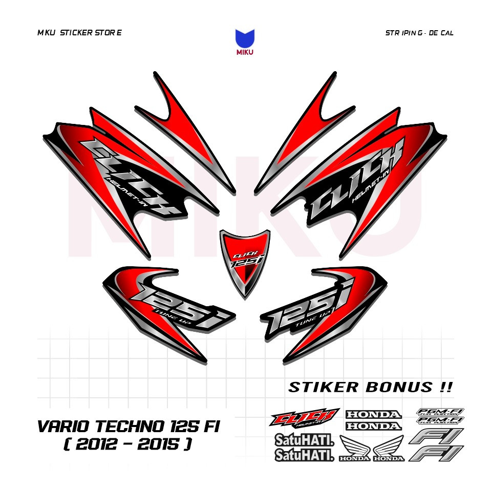 Vt12b สติ๊กเกอร์สติ๊กเกอร์ Striping Strip Lis Honda Vario Techno CBS Old 2012 - 2015 Thailand Variat