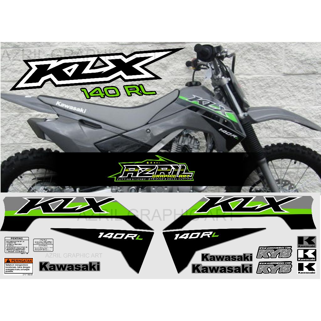 HITAM Striping List KLX 140 RF / RL 2024 สีดํา / สีเทา