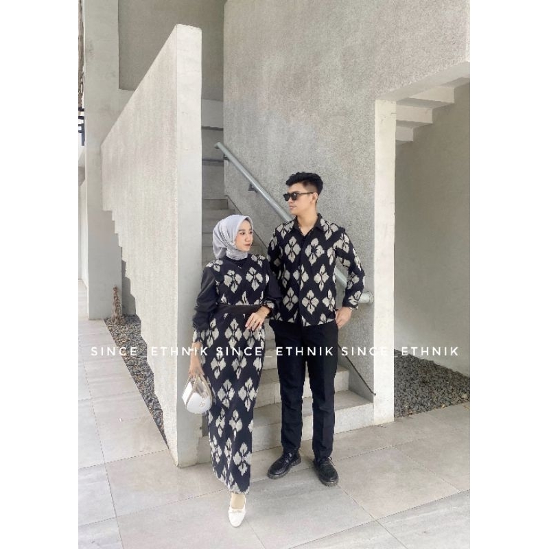 MAWAR COUPLE WOVEN CLOTHES - BLACK ROSE KARTINI DRESS - COUPLE CLOTHES - COUPLE CLOTHES