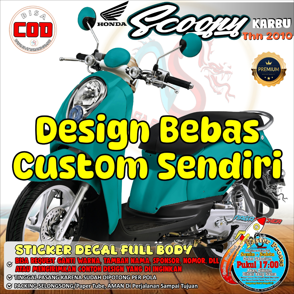 สติ๊กเกอร์รูปลอก Full Body Honda Scoopy Karbu 2010 Simple Motif CA6000 สติ๊กเกอร์รูปลอกดีไซน์แบบกําห