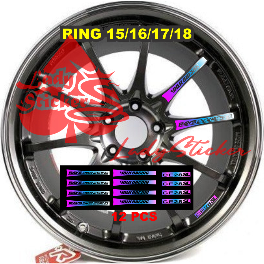 CE28 RIMS สติ๊กเกอร์ VOLK RACING RAYS ENGINEERING CE28 12 ชิ้น สี HOLOGRAM