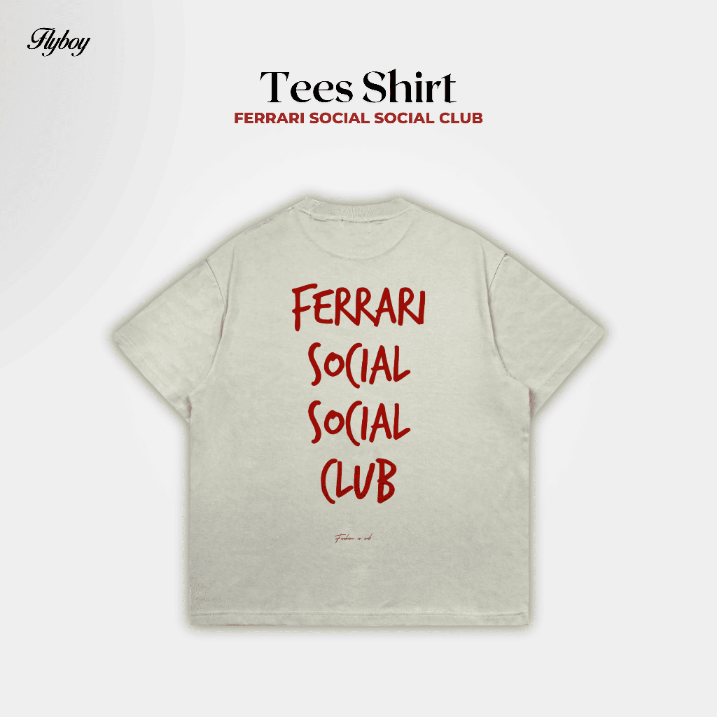 FLYBOYS - TEES SHIRT OVERSIZE - FERRARI SOCIAL CLUB - IN BLACK & WHITE COTTON COMBED 24S - UNISEX