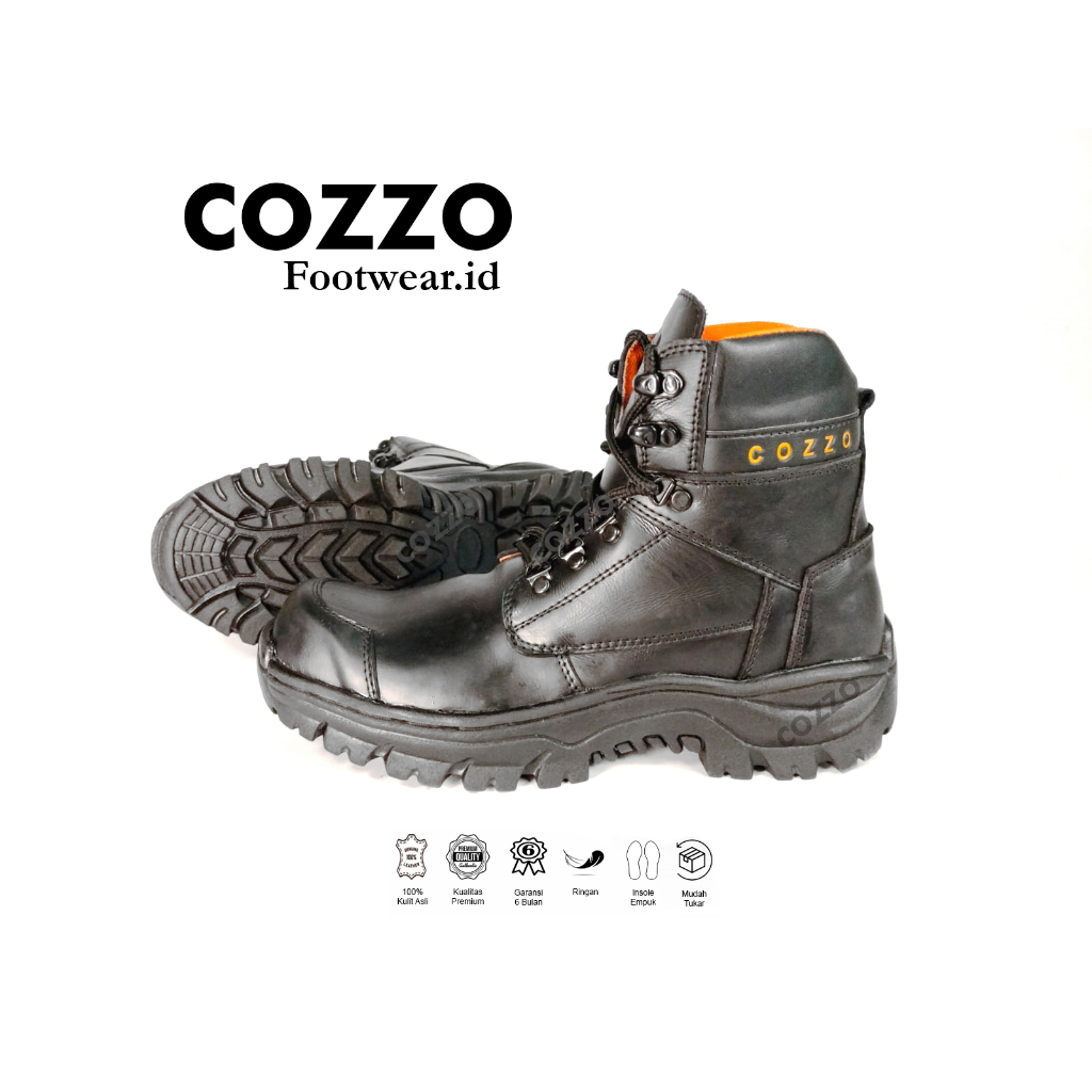 Cozzo Charlie รองเท้านิรภัยผู้ชาย Original Premium Steel Toe Boots Cowhide สําหรับงานโครงการภาคสนาม