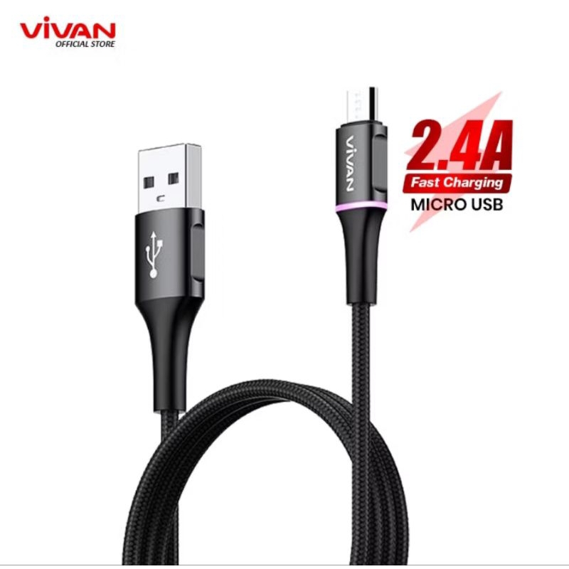 Vivan MICRO USB DATA CABLE VDM100 / VDM200 QUICK CHARGE LED LIGHT 100 ซม. / 200 ซม. การรับประกันอย่า