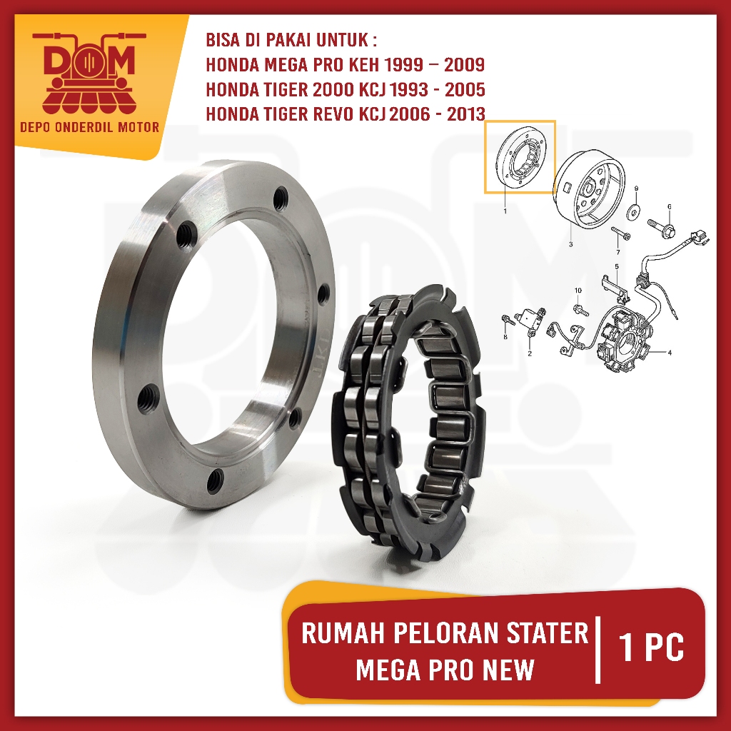 Home Pelor Starter Assy Mega Pro ใหม่ (TOKAIDO) One Way Oneway Wanwei Honda Pelor Starter House