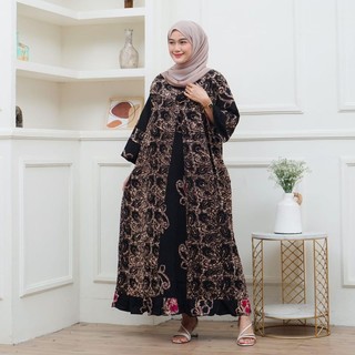 Dress Secdress Talitha  Cap Rayon Tebal Wanita Dewasa Adem Nyaman Baju Panjang Motif Coletan Muslimah Motif Bunga Pakaian Santai Resmi