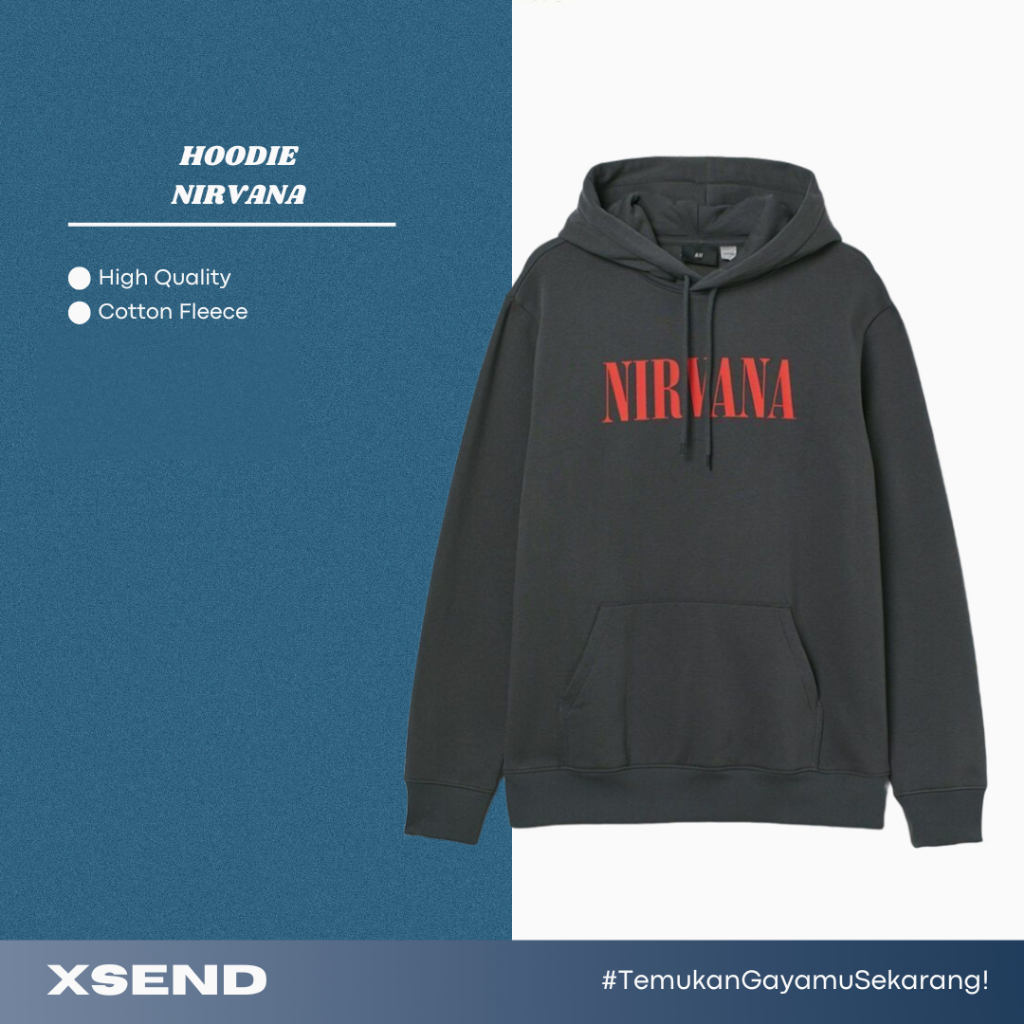 Hm NIrvana เสื้อฮู้ดสีเทาเข้ม