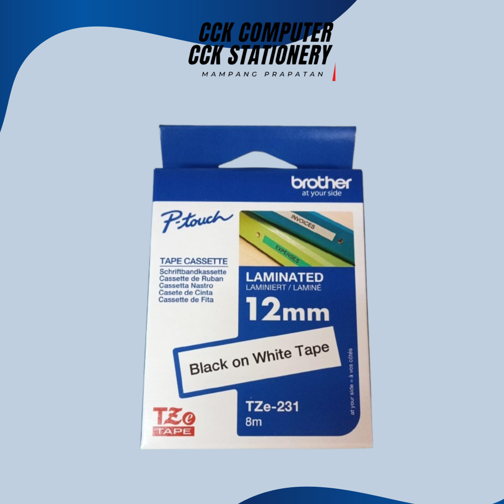เทปฉลาก Brother TZE-231 12MM สีดําขาว TZe231