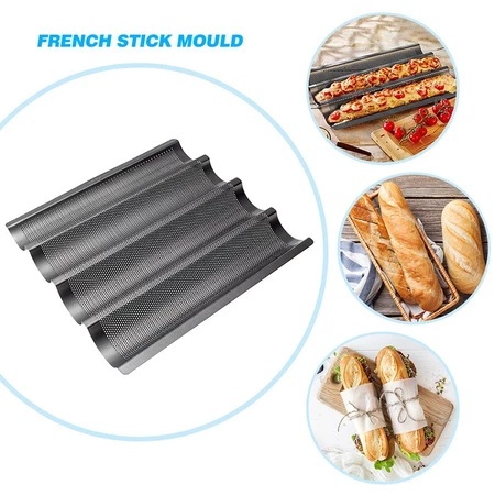 Non-Stick Baguette Bread Pan ขนมปังยาว Pan Wave Mold ขนมปังฝรั่งเศส Bake Pan Tray