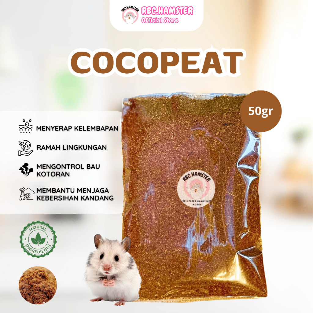 COCOPEAT HAMSTER BEDDING NATURAL STERILE 50gr