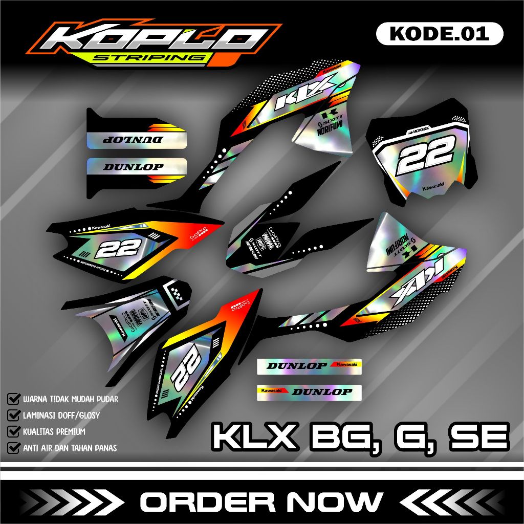 KAWASAKI KLX BF/G/SE CRF BOARD DECAL STICKER - KAWASAKI KLX BF/G/SE KPL.01