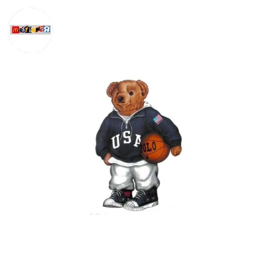 สติ๊กเกอร์วินเทจโลโก้กราฟิกบาสเก็ตบอล Polo Bear Ralph lauren