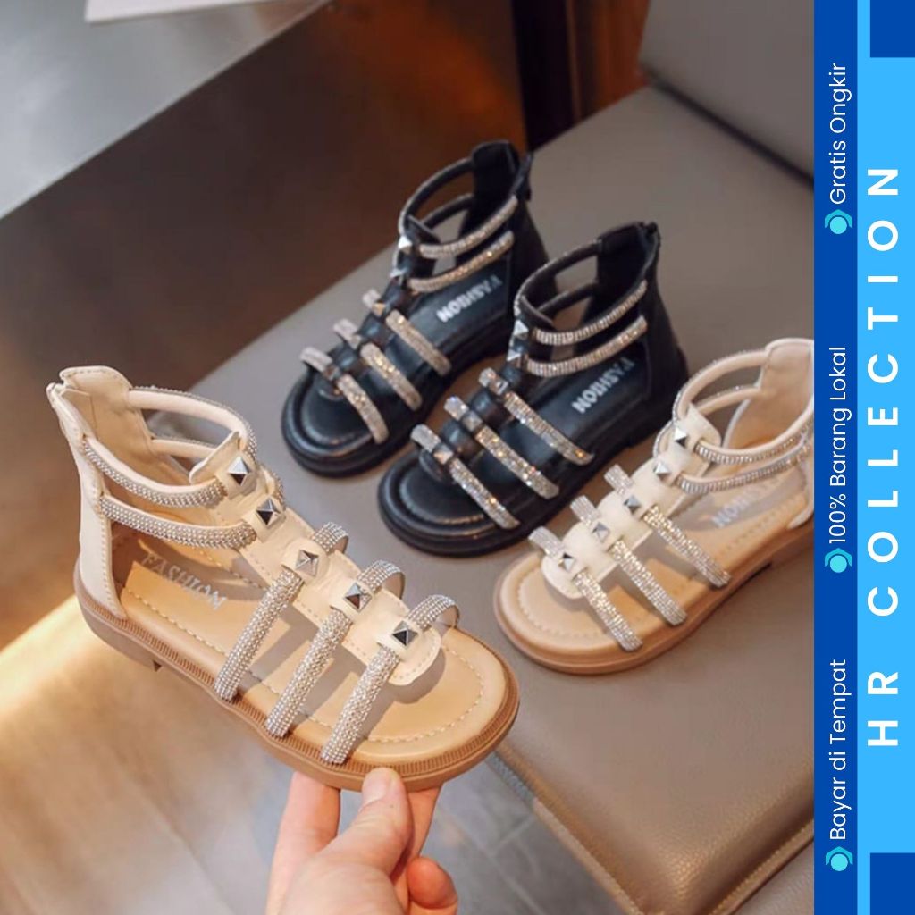 HR KIDS - GIRLS GLADIATOR SANDALS, ROMA MODEL, ANTI-SLIP, AP 39