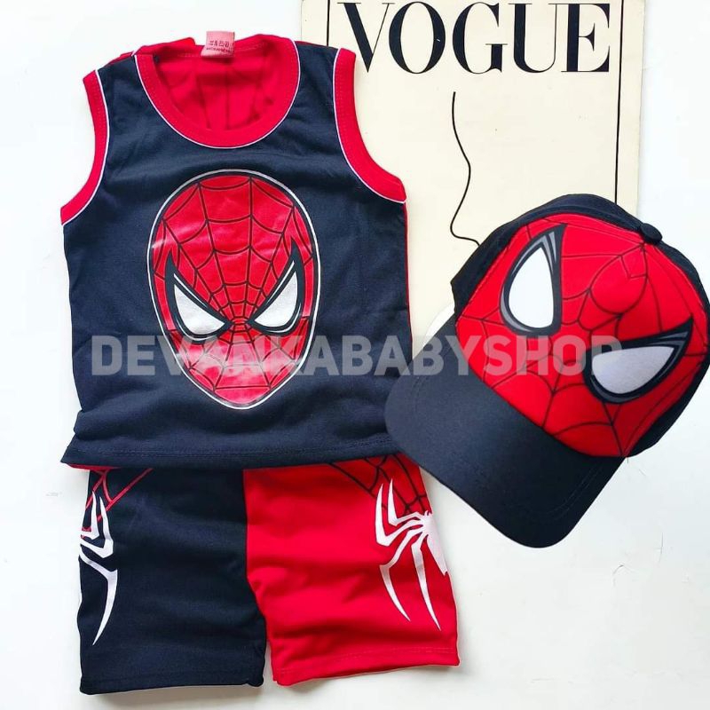 ชุดมุสลิมพร้อม SPIDERMAN SINGLET MOTIF, BOYS CLOTHES, LEKBONG SUPERHERO, GOOD MATERIAL, WEAR A HAT FOR AGES 1-10 ปี