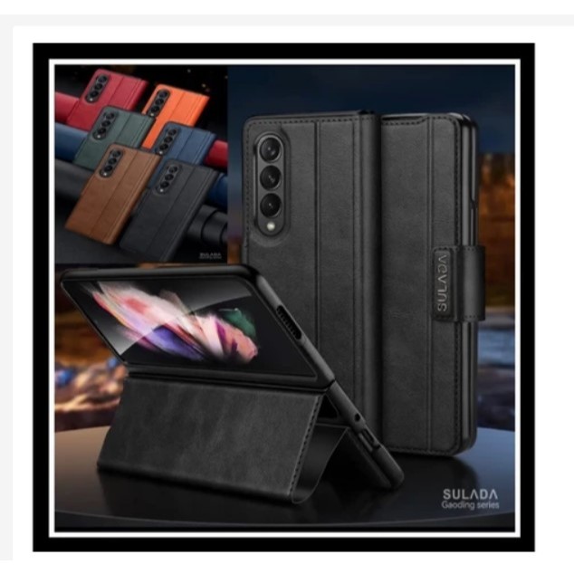 Samsung Galaxy Z Fold 3 Fold 3 5G Case Sada Leather Flip Case Leather