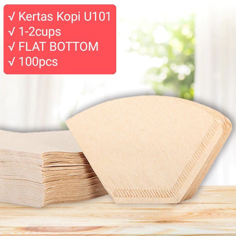 ขาย [100 ชิ้น] V60 01 กระดาษกรองกาแฟ (1-2 ถ้วย) FLAT BOTTOM/ U101 FLAT FILTER COFFEE PAPER