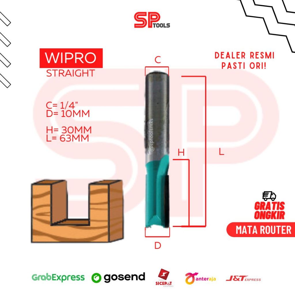 MATA WIPRO 1/4" X 10MM STRAIGHT WOOD PROFILE ROTATION ROUTER BIT