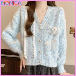 Monica-Kitty Cardigan Rajut Wanita Knit Top Knitwear Pita Renda