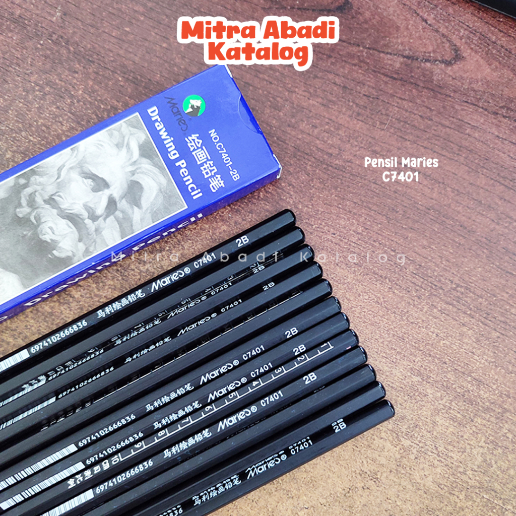 (1 ชิ้น) ดินสอ MARIES C7401 / 2H, HB, B, 2B, 3B, 4B, 5B, 6B, 7B, 8B charcoal wood Sketch ดินสอปากกาเ