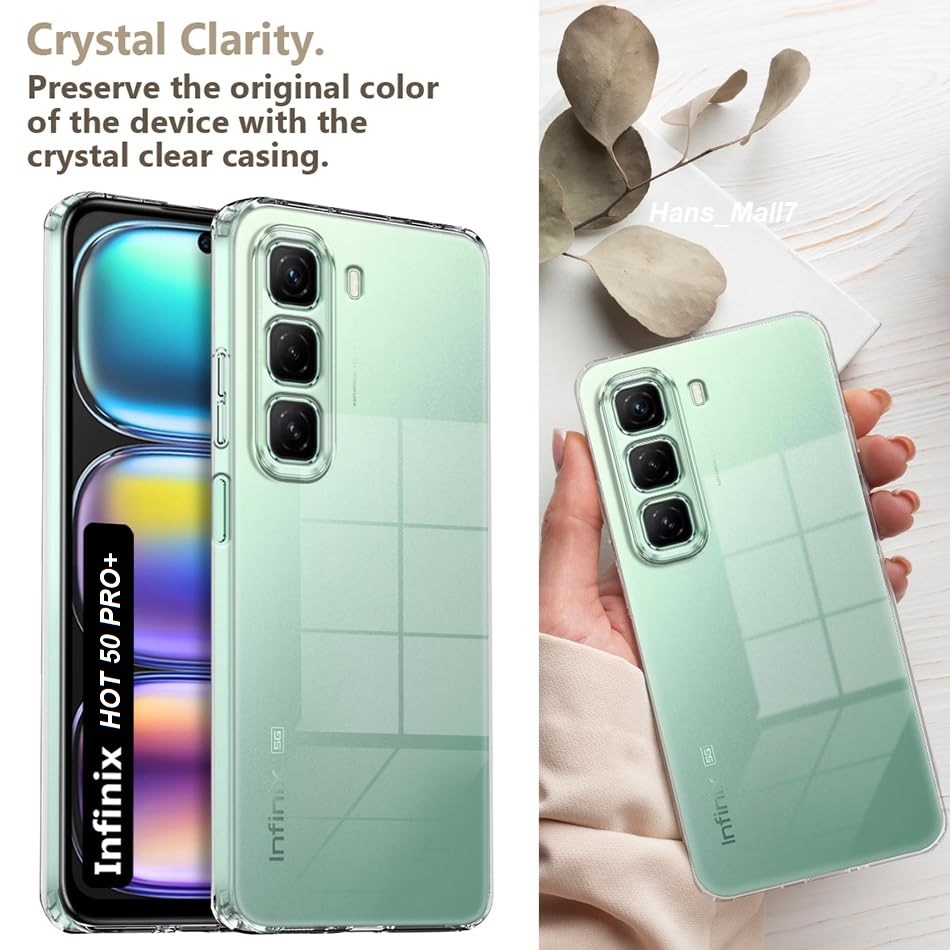 Hans- SOFTCLEAR INFINIX HOT 60 60i 50 Pro + Plus+ Softcase ถุงลมนิรภัย Anti Fuze อะคริลิคปลอกใส hp c