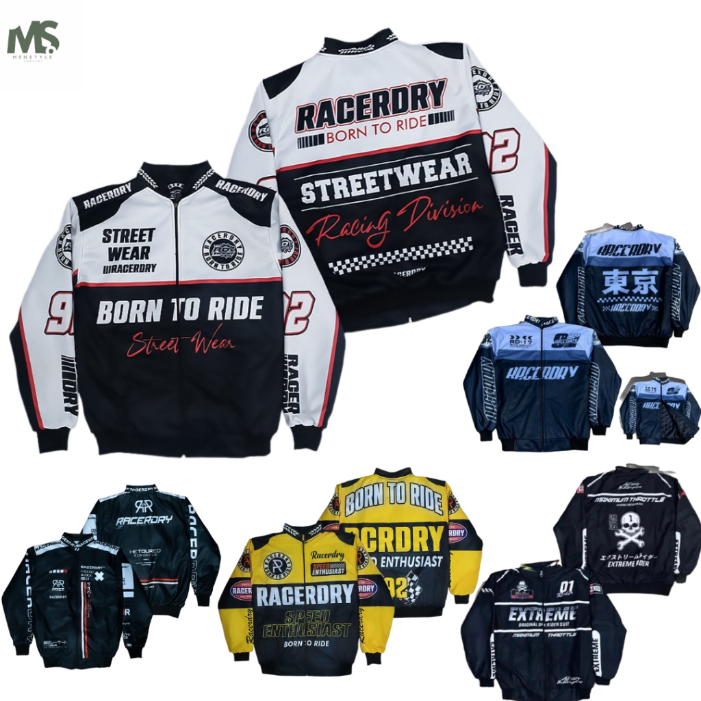 Sunmori Printing Motorcycle Nascar Jacket สําหรับผู้ชายและผู้หญิงเสื้อแจ็คเก็ตแข่งวินเทจ