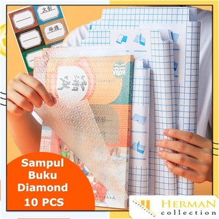 Stiker Sampul Buku Isi 10 Lembar Self-Adhesive Book Cover Waterproof Sticker Tulis Sekolah Diamond Transparant