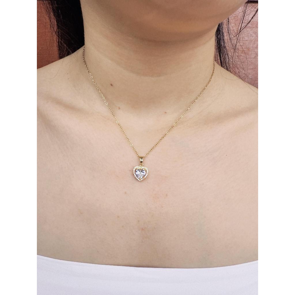 MATA สร้อยคอไทเทเนียมผู้หญิง Love Eye ป้องกันสนิม 18k Gold / สร้อยคอแฟชั่นเกาหลี KMT01G