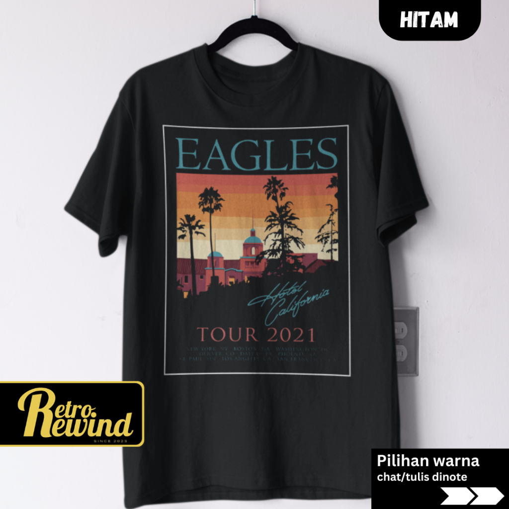 The Eagles Hotel California 2 Band เสื้อยืดผู้ใหญ่ Size S - 7XL เสื้อยืดจัมโบ้และเด็กไซส์ใหญ่ XS - X