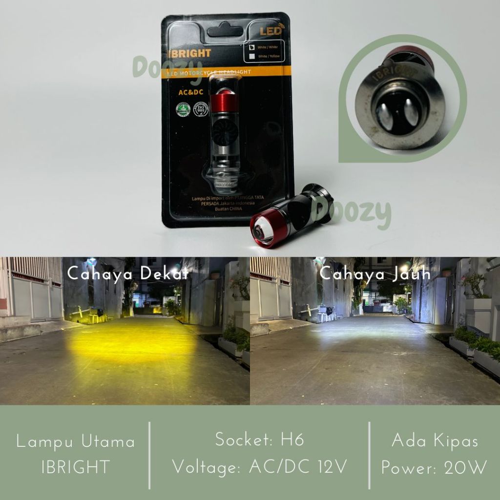 ไฟหน้าซ็อกเก็ตเลเซอร์ IBRIGHT H6 Plus พัดลม AC DC
