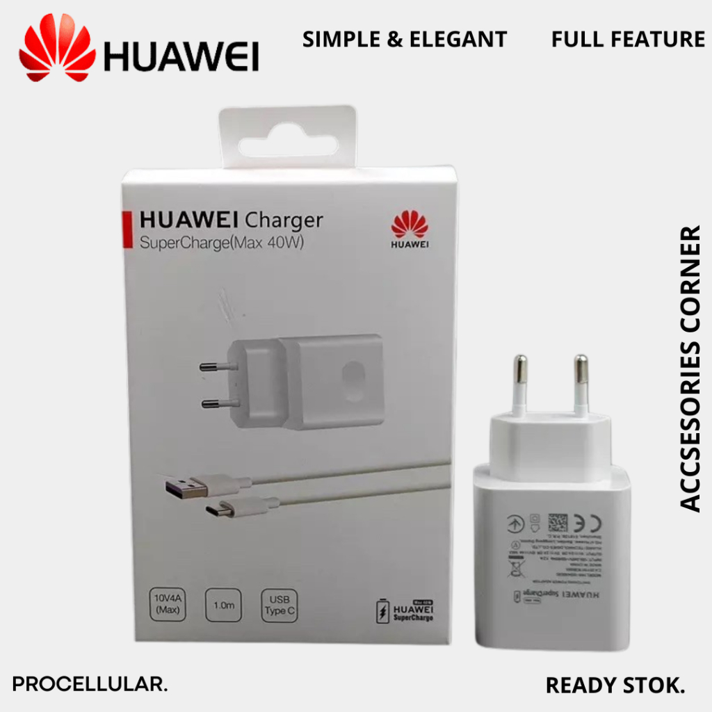 เครื่องชาร์จ Huawei 40W SuperCharge P30 / P30 Pro / P40 / P40 Pro Usb Type C ของแท้