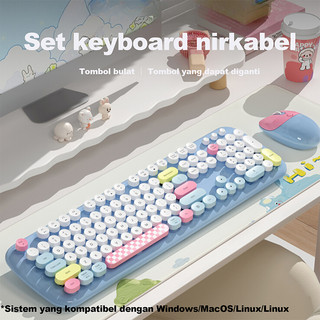 Keyboard Mouse Wireless 2 in 1 |2.4G Keyboard Gaming  Mouse  Set |  Cute Laptop Keyboard