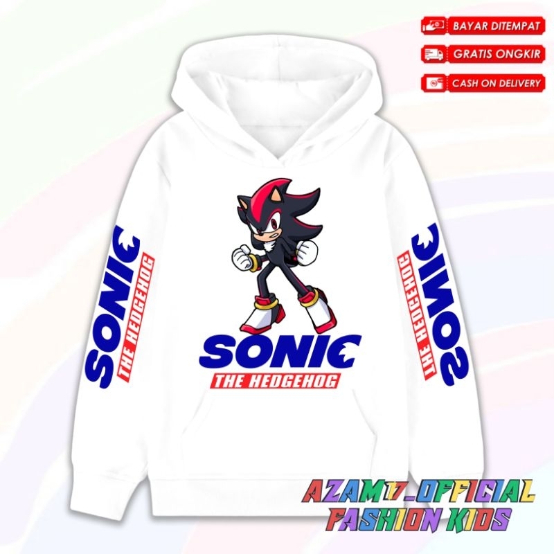 Sonic The Hedgehog Shadow Sonic เสื้อแจ็คเก็ตมีฮู้ดเด็กชื่อฟรี / Shadow Sonic The Hedgehog เสื้อกันห