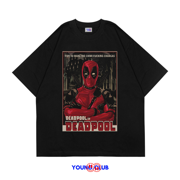 หนุ่ม.CLUB | DEADPOOL TIME TO MAKE THE CHIMI FUCK1NG CHANGS เสื้อยืด | เสื้อยืด OVERSIZE สไตล์สีดํา 