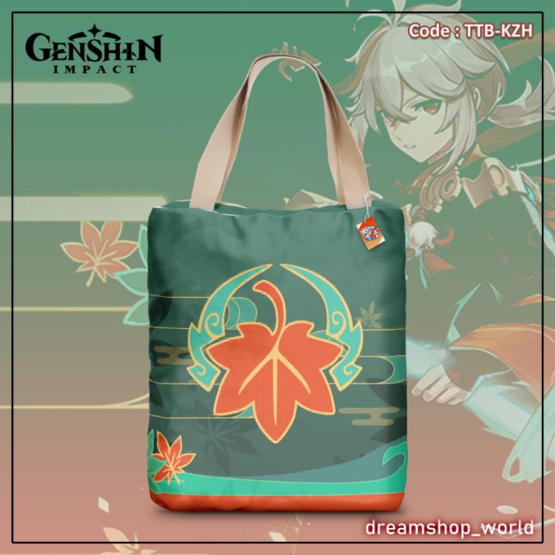 Genshin Impact Kaedehara Kazuha อะนิเมะเกมผ้าใบกระเป๋า Tote