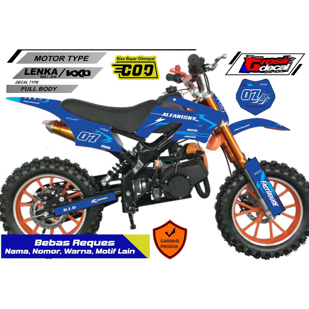 KXD / LENKA MC69 50cc Full Body Mini Trail Striping Sticker KXD / LENKA 50cc
