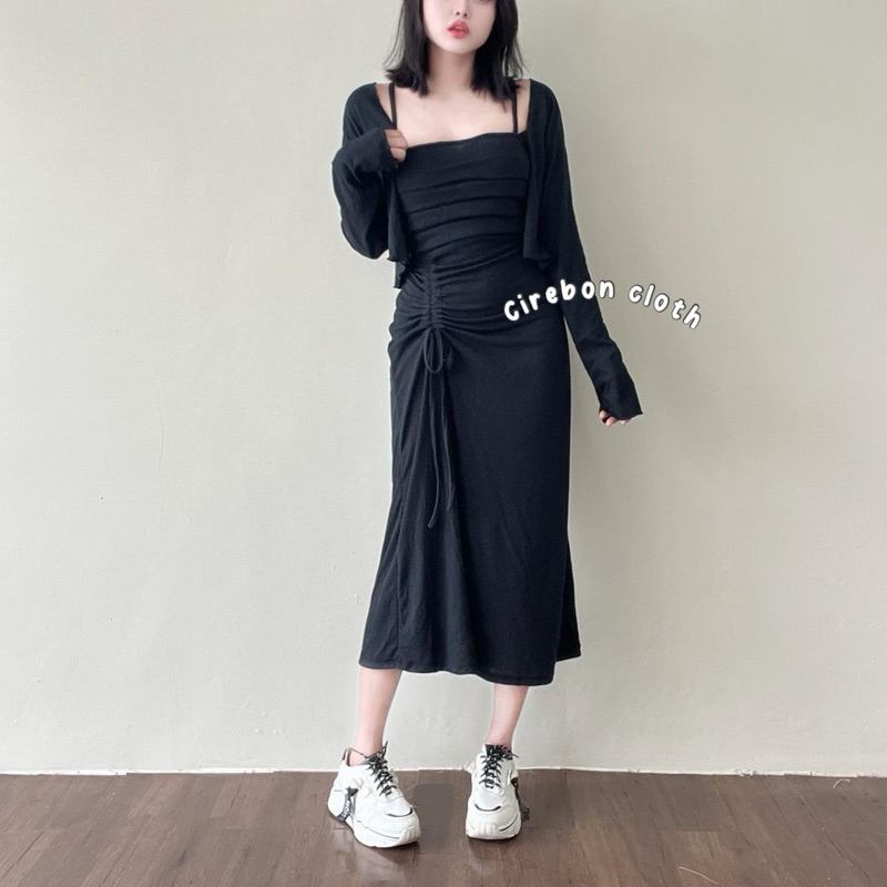Cirebon Cloth - Sooya One Set Dress 2in1 + Cardy / One Set Dress + Cardy / Korean Dress Set / Womens